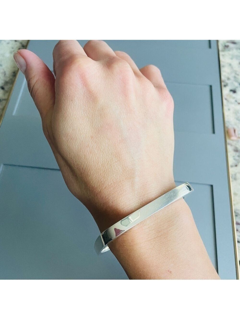 Vintge Modernist Minimalist Round Square Cushion Sterling Silver Bangle … - Picture 5 of 6